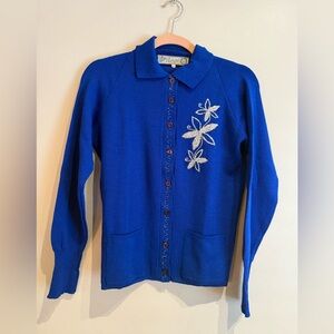 🔹 Balmoral Vintage Embroidered‎ Wool Cardigan